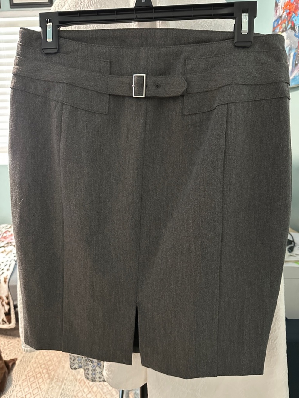 Express Gray Belted Pencil Skirt